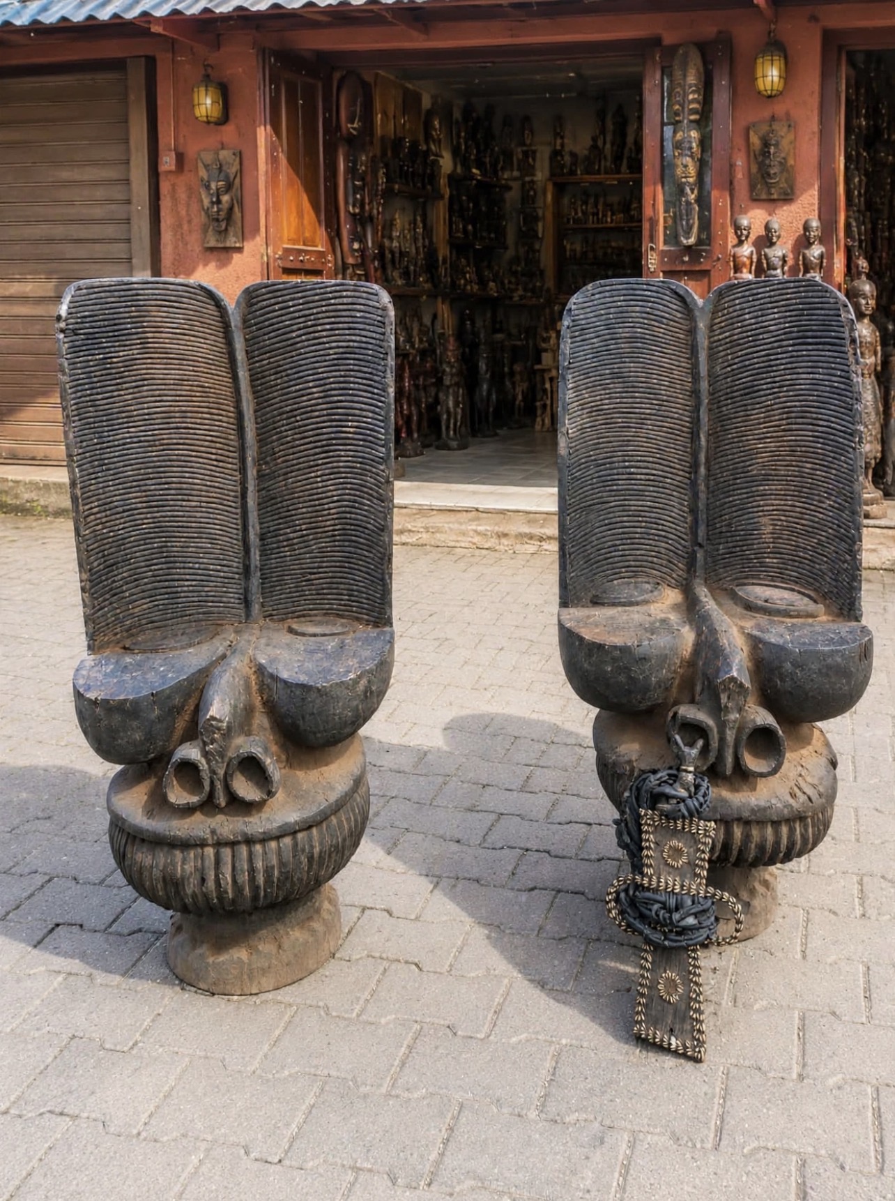 Paire de sièges sculptés en bois